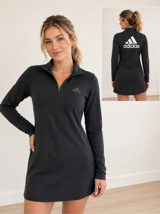 adidas Dresses & Skirts - Adidas Women’s Black Quarter Zip Active Dress Size M Long Sleeve Athleisure